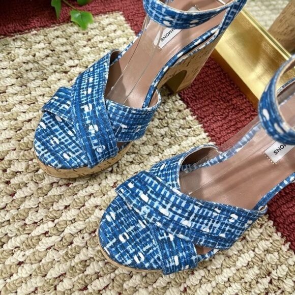 TABITHA SIMMONS Elena Crisscross Platform Wedge Sandals in Blue Size 39.5 / US 9 - Picture 7 of 14